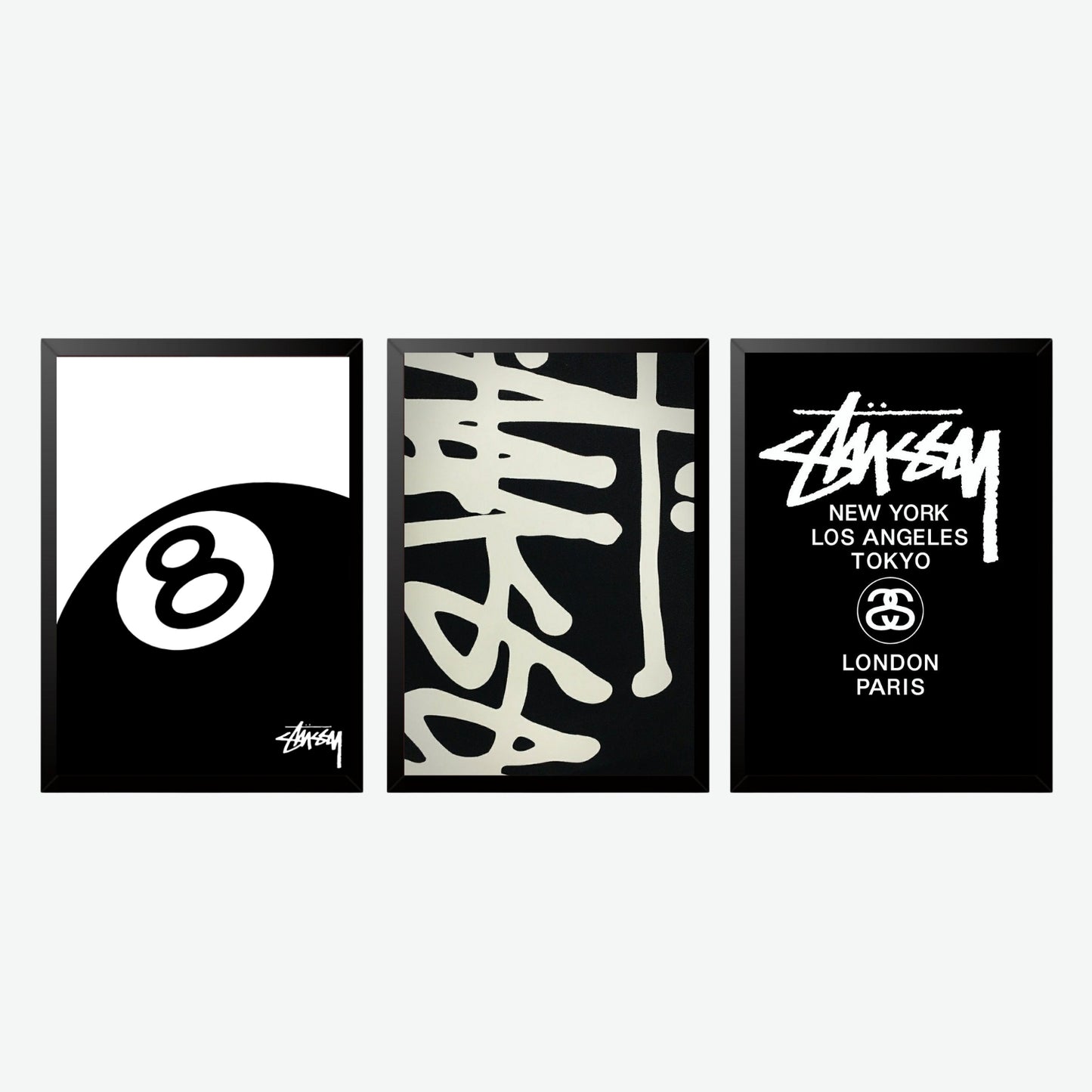 Stüssy Streetwear Wall Art Set Of III