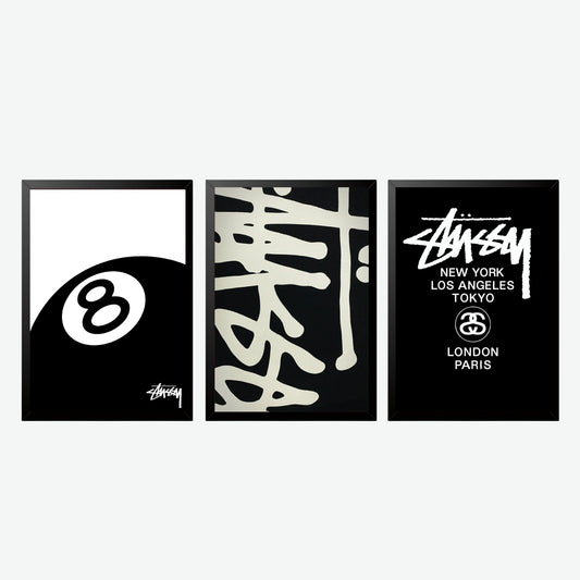 Stüssy Streetwear Wall Art Set Of III