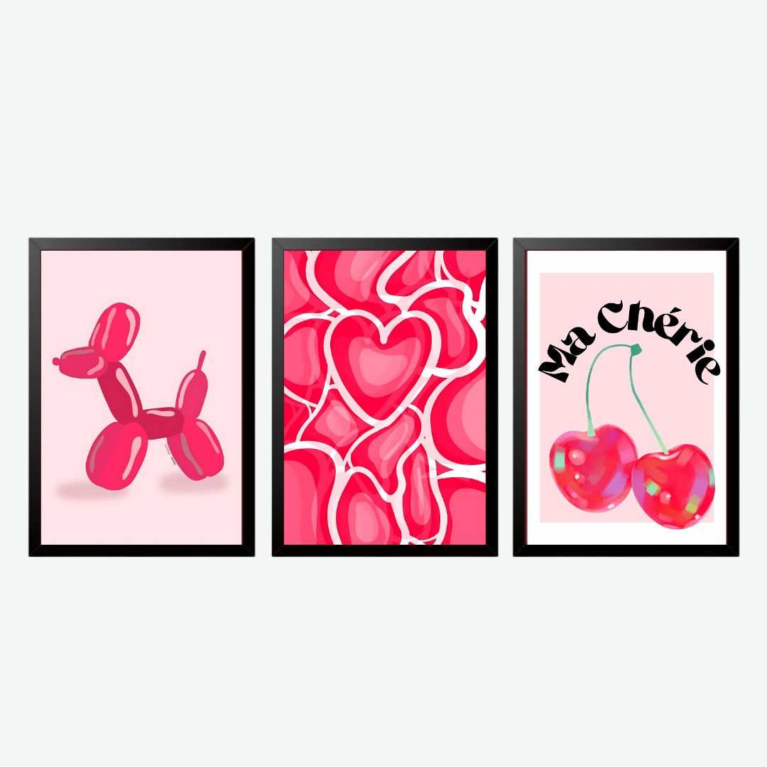 Ma chérie pink posters Set of III