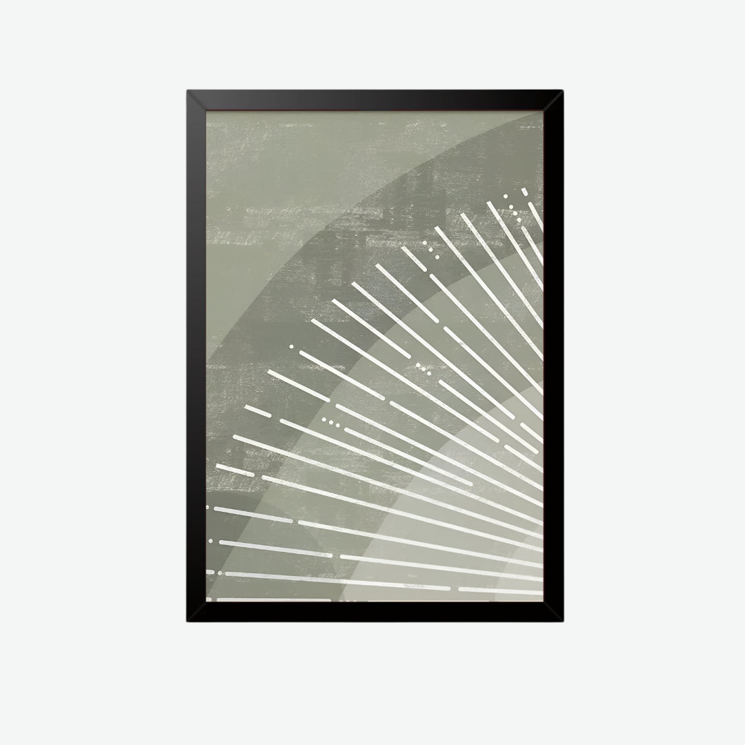 Mid-Century Modern Green Sun Print Set of III