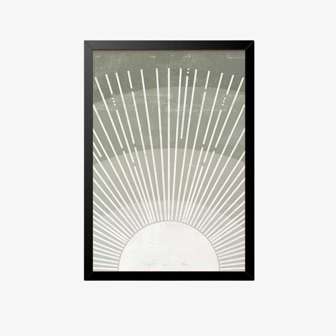 Mid-Century Modern Green Sun Print Set of III