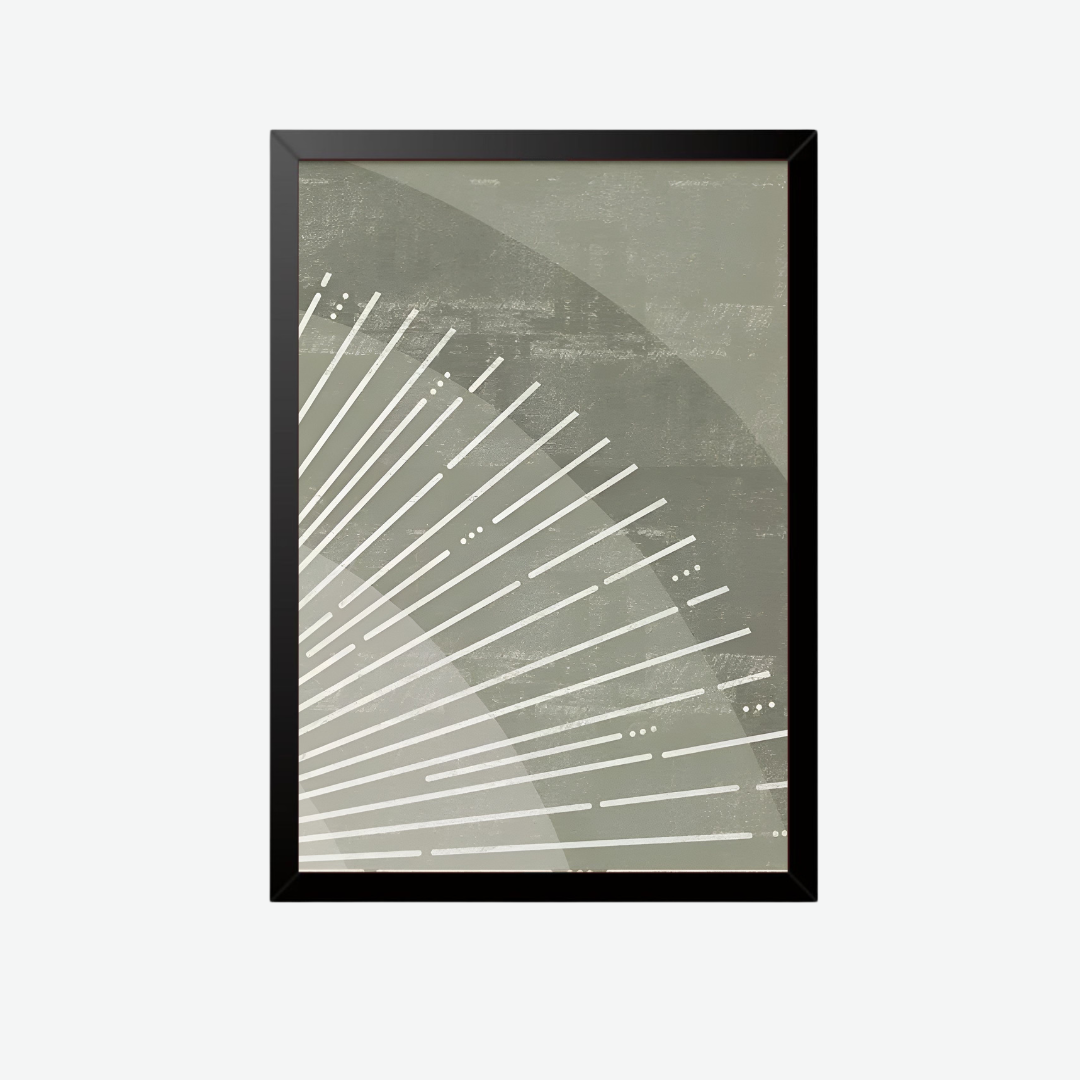 Mid-Century Modern Green Sun Print Set of III