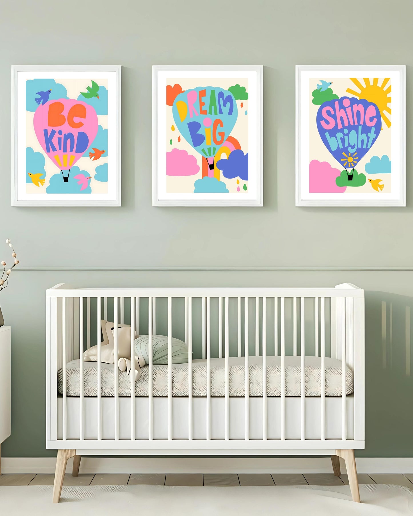Colorful Hot Air Balloon Inspirational Wall Art Set