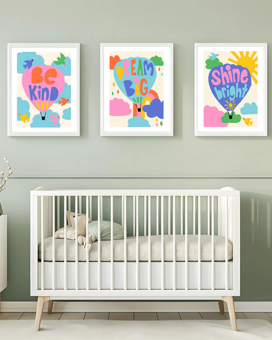 Colorful Hot Air Balloon Inspirational Wall Art Set