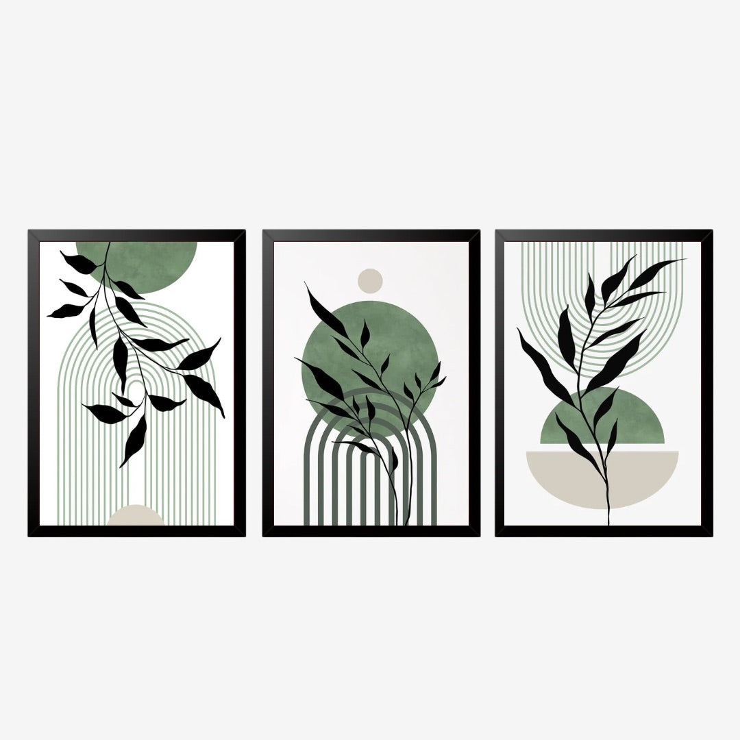 Serenity Green Botanical Set of III