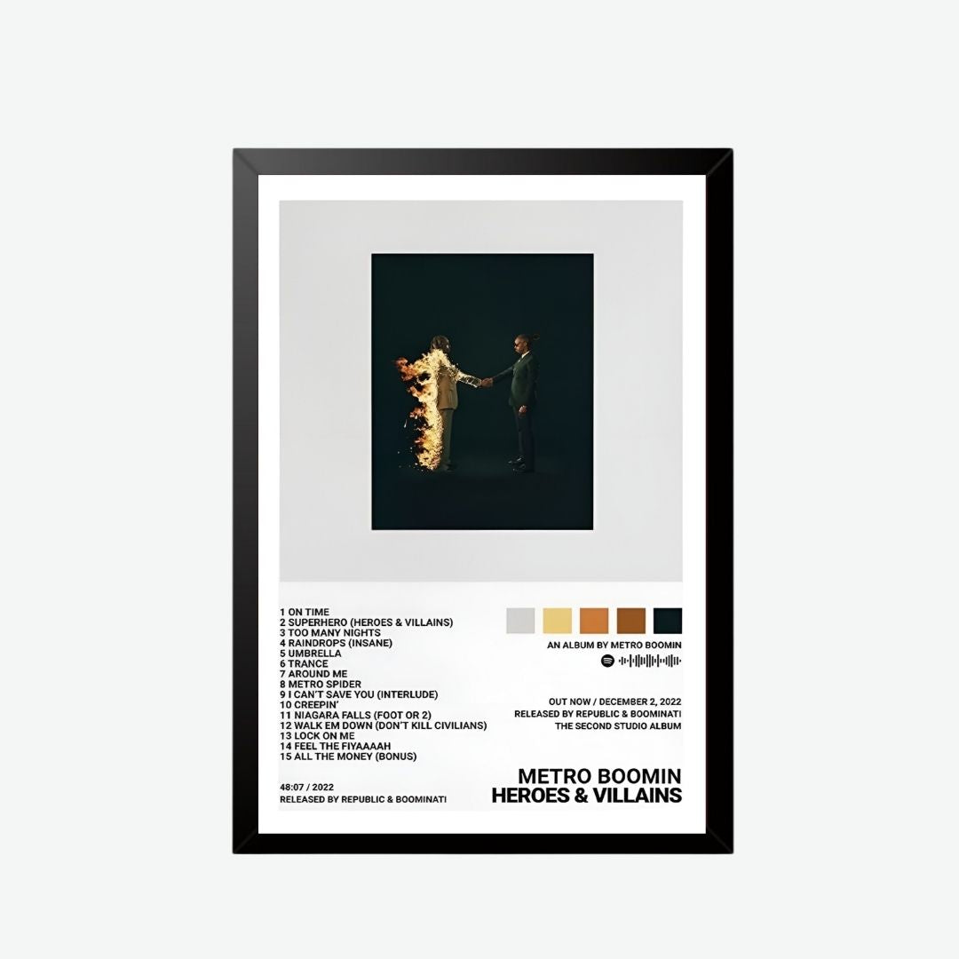 Metro Boomin Heroes & Villains Album Wall Art Frame