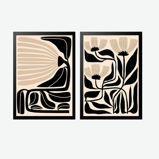 Abstract Floral Wall Art Set Of II – Minimalist Botanical Prints