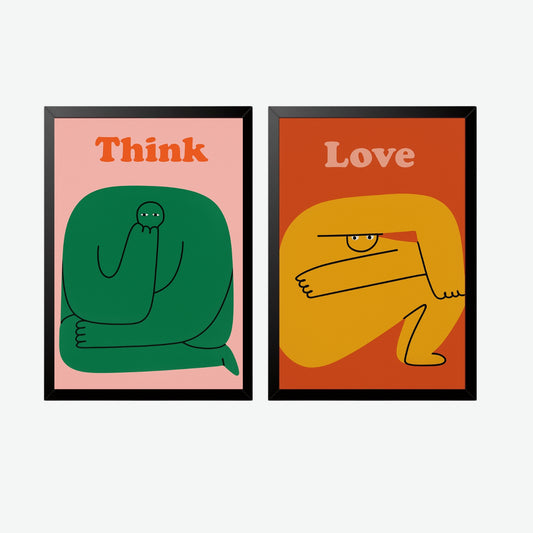 Think & Love Wall Art Set Of II – Modern Minimalist Prints