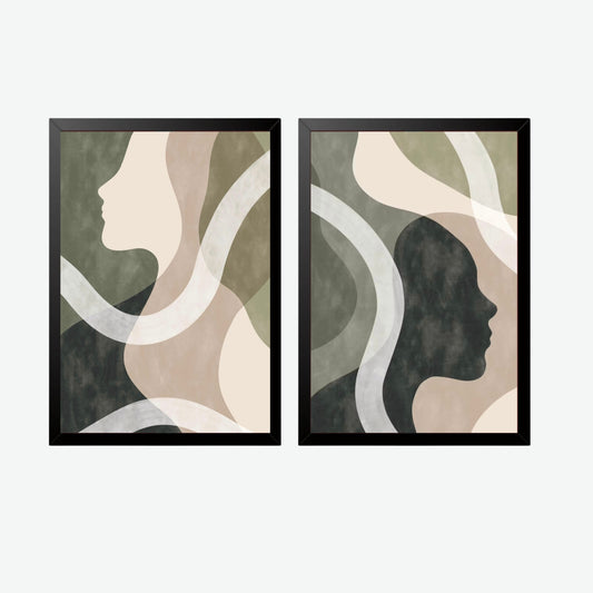Abstract Silhouette Wall Art Set Of II – Minimalist Neutral Prints