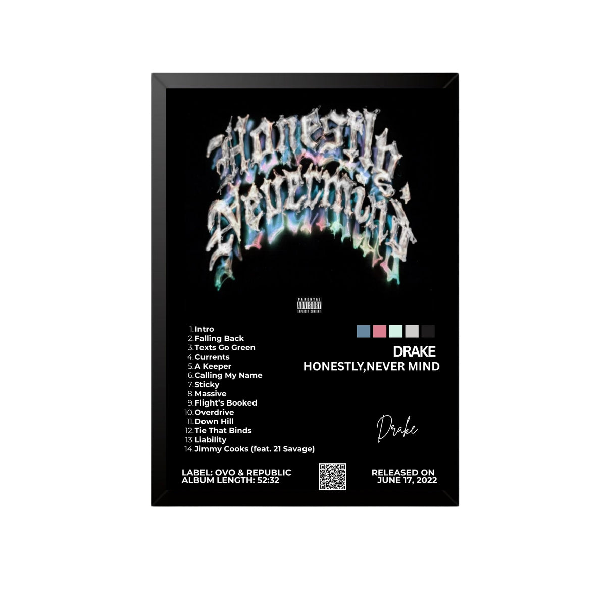 Drake Honestly, Nevermind Album Wall Art Frame – Decor-eg