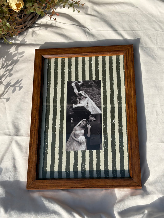 Custom green striped wedding frame