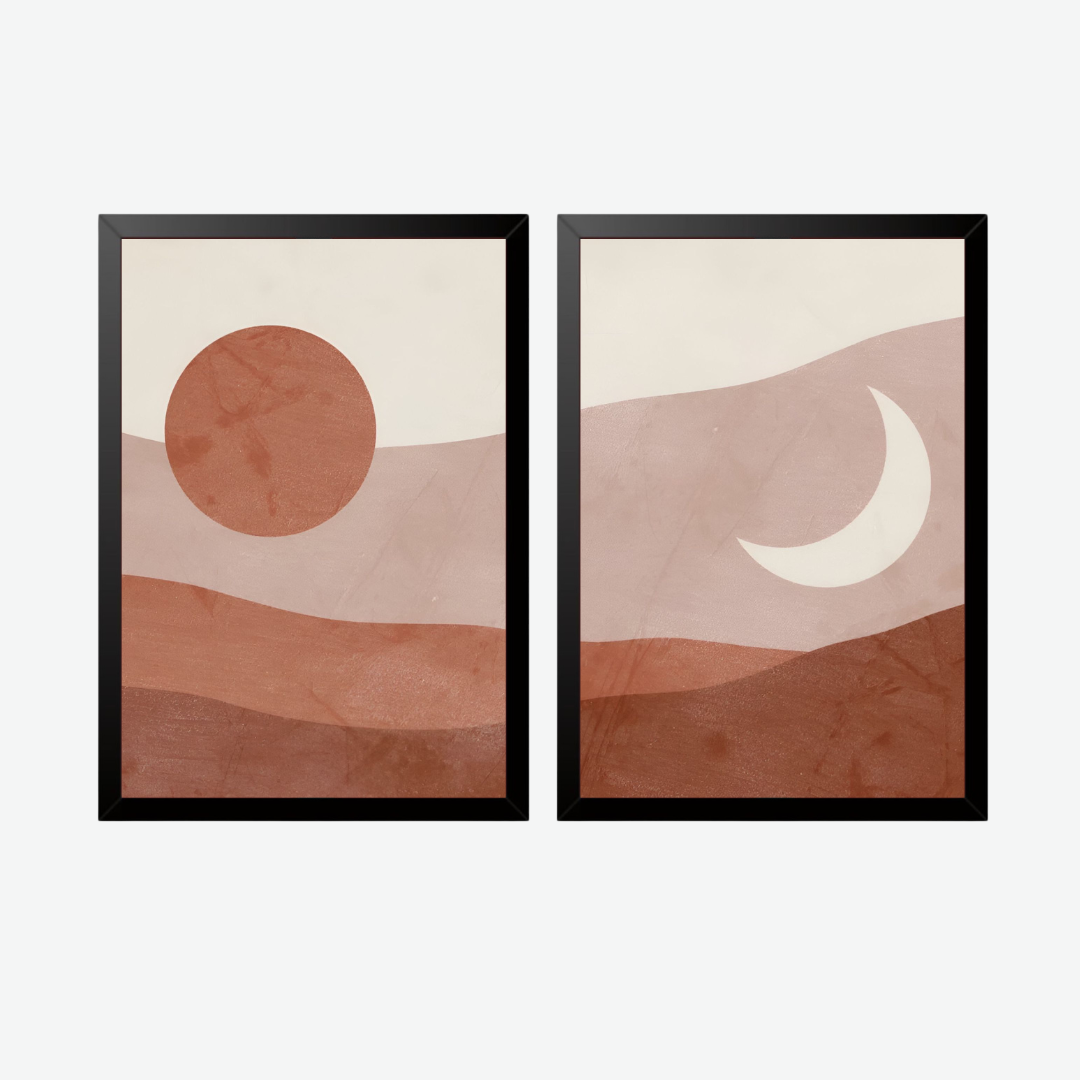 Sun and Moon Minimalist Abstract Set of II