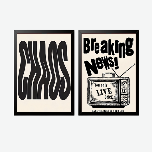 Chaos and YOLO Bold Typography Wall Art Set of II
